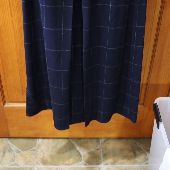 Mr & Mrs MacLeod Vintage Navy Blue Windowpane Plaid Maxi Dress Wool Cashmere - Picture 5 of 15